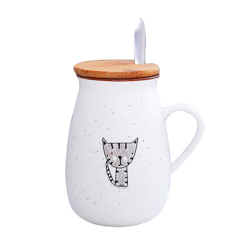 Lovely Kittens Coffee Mug With Wooden Cover and Spoon Creative C